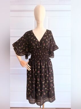 Max Studio floral chiffon smocked-waist dress